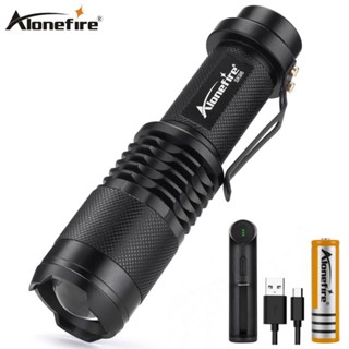 Alonefire SK98 CREE XM-L2 ไฟฉาย LED 5 โหมด ซูมได้ ขนาดเล็ก แบบพกพา กันน้ํา สําหรับแบตเตอรี่ 18650