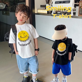 Cokids🚚ชายผ้าฝ้ายแขนสั้นเสื้อยืด 2022 ใหม่ขนาดใหญ่, ขนาดกลางและเด็กเล็กฤดูร้อนหลวมเด็กผ้าฝ้ายเสื้อยืดระบายอากาศ