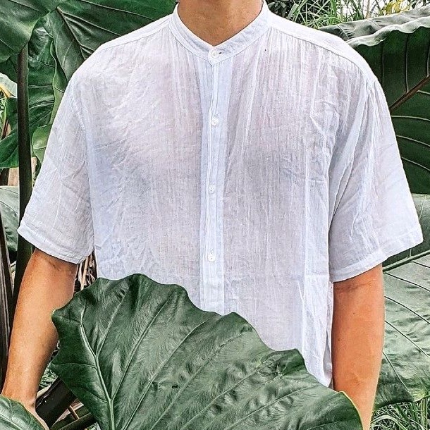 เสื้อเชิ้ตคอจีน แขนสั้น ผ้าฝ้าย (Cotton) ไซส์ (S M L XL) 3 สี (ขาว ดำ ครีม) ทุกเพศ (Unisex) ผลิตไทย