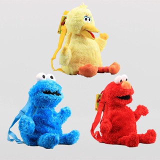 Sesame Street Series กระเป๋าเป้สะพายหลัง ผ้ากํามะหยี่ขนนิ่ม Elmo Cookie Monster Big Bird ขนาด 45 ซม. ของเล่น ของขวัญวันเกิด คริสต์มาส สําหรับเด็ก ผู้ใหญ่ ทุกเพศ