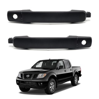 ชุดมือเปิดนอกประตู ซ้าย+ขวา เว้ารูกุญแจ 2รู 2 ประตู สีดำลาย ใส่ Nissan Frontier Navara D40 2006-2014