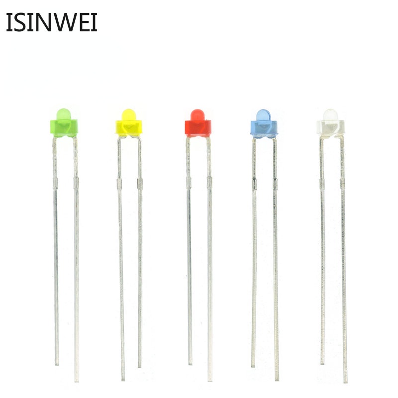 ชุดไดโอดกระจายแสงไฟ LED 1.8 มม. สีเขียว สีฟ้า สีขาว สีเหลือง สีแดง 100 ชิ้น