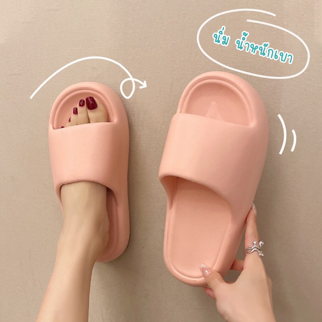 HomeDee พร้อมส่ง รองเท้าแตะ ส้นหนา ลไตล์เกาหลี ผลิตจาก EVA ไม่เกิดการกัดเท้าขณะสวมใส่