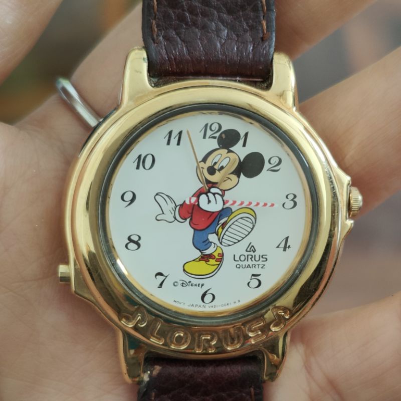 นาฬิกาญี่ปุ่นมือสอง นาฬิกา Vintage Mickey Mouse Lorus ของแท้ ระบบถ่าน สภาพสวย