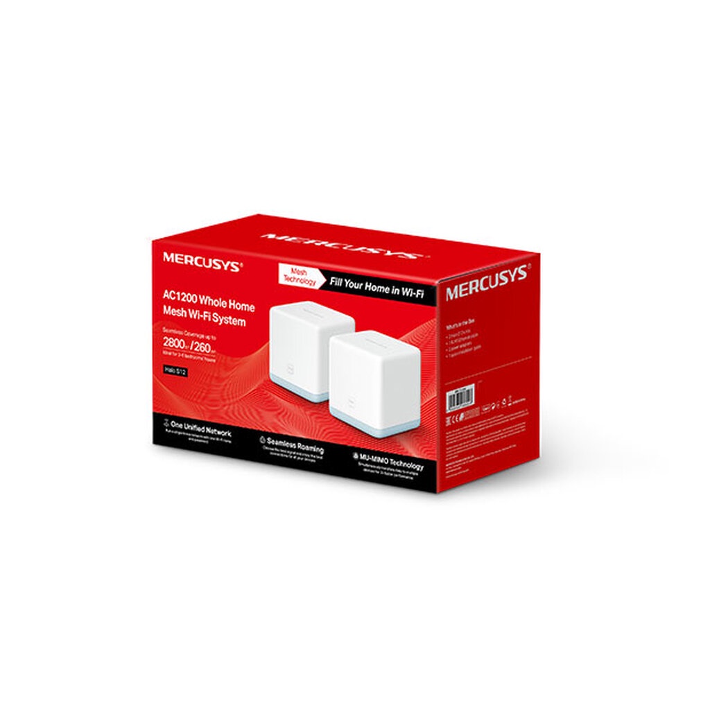 Mercusys Halo S12 AC1200 Whole Home Mesh Wi-Fi System แพ็ค 2 ขยายสัญญาณทั่วบ้าน สีขาว