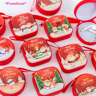 Purelove&gt; ใหม่ กระเป๋าใส่เหรียญ หูฟัง มีซิป ลายการ์ตูนซานตาคลอสน่ารัก ขนาดเล็ก แฟชั่นสําหรับเด็ก