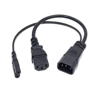 สายเคเบิลอะแดปเตอร์แยก Y Type IEC 320 C14 ตัวผู้ เป็น C13 และ C7 ฟิกเกอร์ 8 ตัวเมีย สําหรับคอมพิวเตอร์ โฮสต์ดิสเพลย์