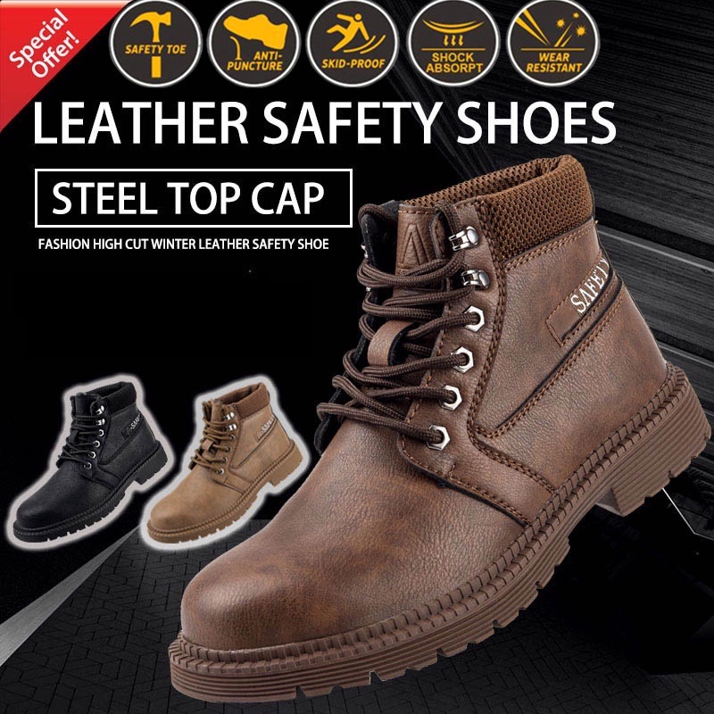 รองเท้าบูทมาร์ติน หนัง ข้อสูง ป้องกันน้ํา น้ําหนักเบา เพื่อความปลอดภัย ทนต่อการสึกหรอ คุณภาพสูง เหมาะกับใส่ทํางานเชื่อม