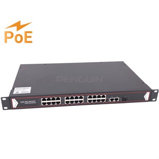 10/100 POE Switch 24-Port + 2 GE + SFP (Rack Mount) รับประกัน 1 ปี