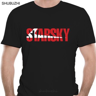 【Plus Size】เสื้อยืด ผ้าฝ้าย พิมพ์ลาย Starsky &amp; Hutch text car สีดํา แฟชั่นฤดูร้อน สําหรับผู้ชาย