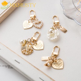 MXMUSTY Love Letter Heart Key Ring Women Girls Key Accessories Key Chain Pearl Cute Gold Color Fashion Keychain Shell Conch Bag Charms