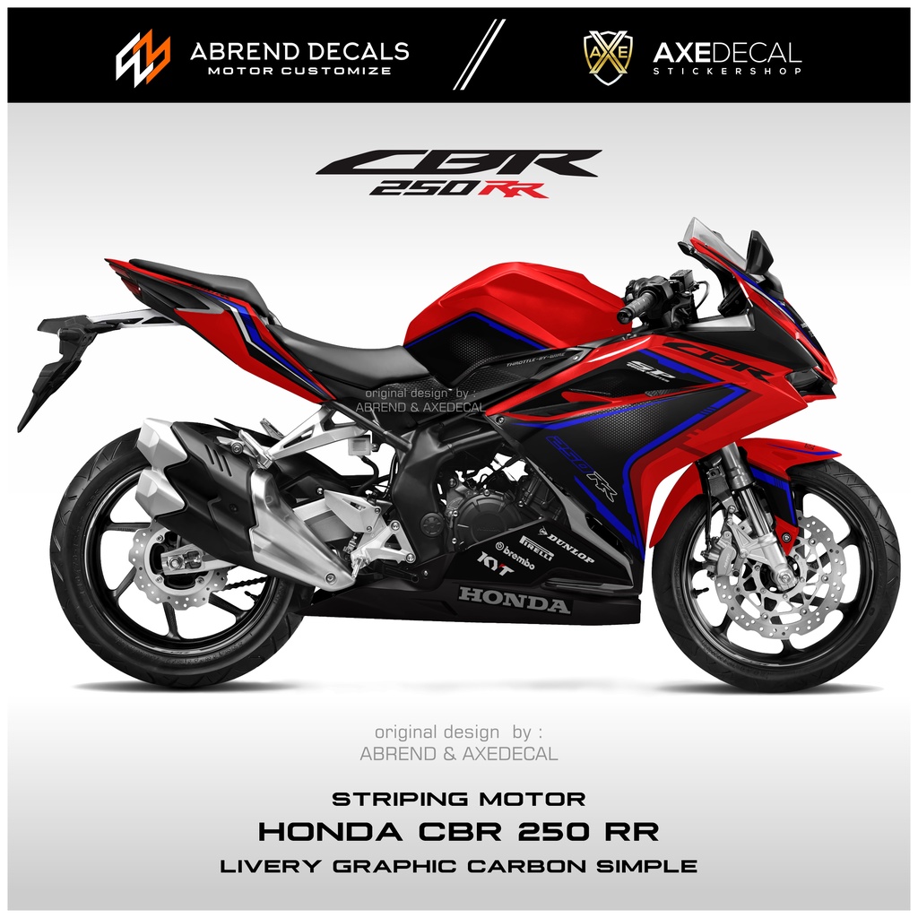 HONDA CBR 250 RR STRIPING SIMPLE CARBON RACING GRAPHICS / CBR 250 สติ๊กเกอร์มอเตอร์ไซค์/หุ้น DECAL L