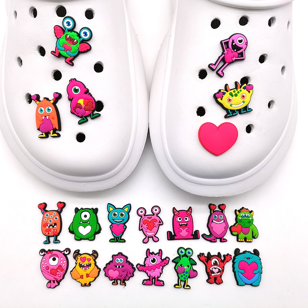 CROCS Jibbitz ตัวติดรองเท้าแตะ ลายการ์ตูนมอนสเตอร์วาเลนไทน์ น่ารัก ของขวัญ สําหรับตกแต่งรองเท้า