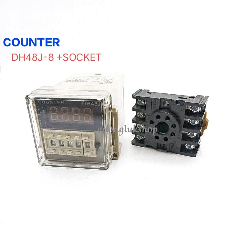 DH48J-8 เคาน์เตอร์ดิจิตอล(0-9999) พร้อมฐาน  มี 12V 24V 220V