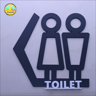 ป้ายห้องน้ำ ชายหญิง พร้อมดีไซน์ลูกศรในตัว ใช้บอกทางไปห้องน้ำ [DIREC SMALL NO.300] *S-ONE DESIGN