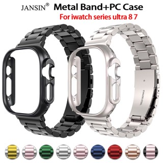 jansin เคส+สายนาฬิกา iwatch series 8 7 45มม 41มม สายนาฬิกาสแตนเลส พร้อมเคส สำหรับ iwatch series ultra 8 7 49มม 45มม 41มม สมาร์ทวอทช์