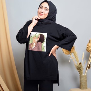 เสื้อยืด ขนาดใหญ่ พิมพ์ลาย HIJAB KITTY JUMBO XXXL