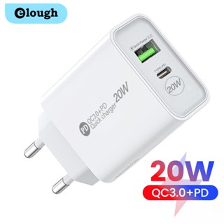 Elough PD 20W เครื่องชาร์จ USB ชาร์จเร็ว 3.0 โทรศัพท์เร็วอะแดปเตอร์ชาร์จผนัง USB C สําหรับโทรศัพท์มือถือ