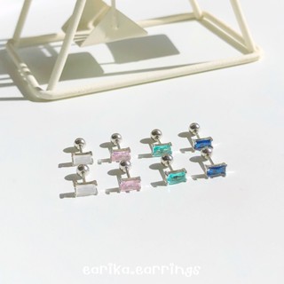 earika.earrings - gem square piercing จิวหูเงินแท้จี้เพชรทรงสี่เหลี่ยม (ราคาต่อชิ้น) เหมาะสำหรับคนแพ้ง่าย