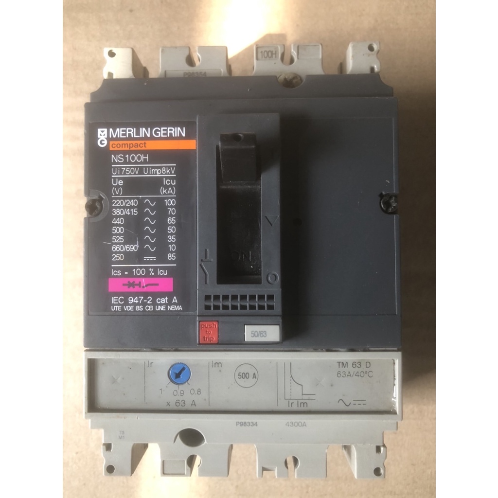 ขาย เมน เบรกเกอร์ Main Breaker Merlin Gerin รุ่น NS100H 63A แอมป์ มือสอง