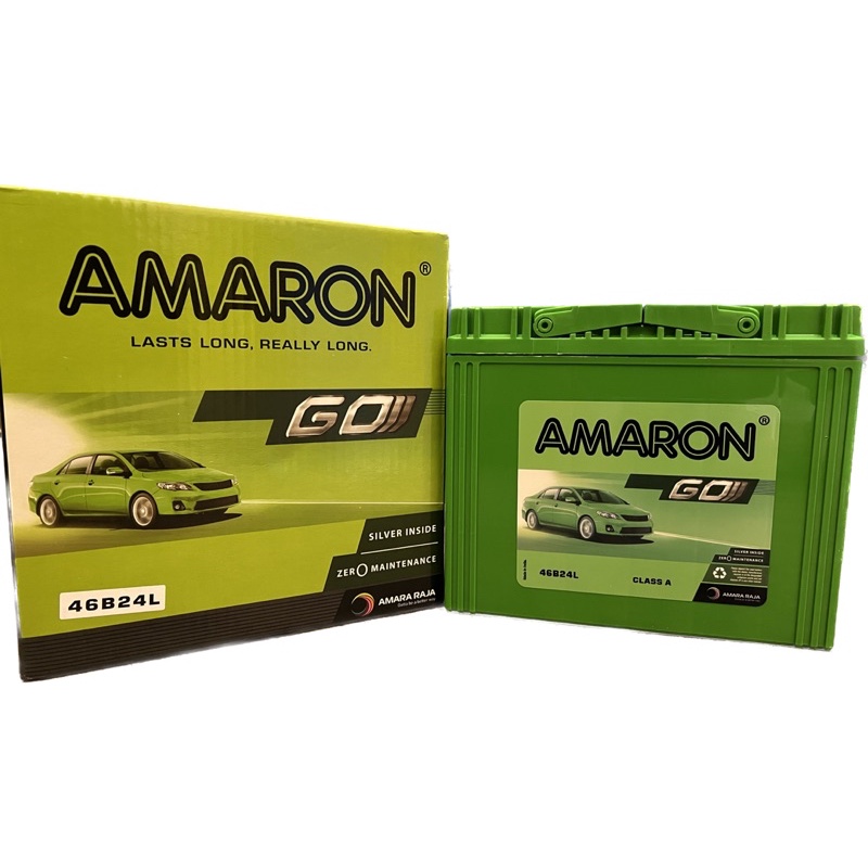 แบตเตอรี่ AMARON รุ่น 46B24L GO 45แอมป์ ใช้สำหรับรถเก๋งเล็ก และกลาง ขั้วซ้าย (L) มีความคงทน และ CCA 