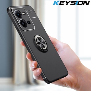 Keysion เคสโทรศัพท์มือถือ ซิลิโคนนิ่ม กันกระแทก ปิดด้านหลัง พร้อมแหวนขาตั้งโลหะ สําหรับ vivo V25 Pro 5G V25e V25 5G V25 Pro