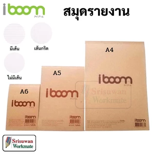 iboom สมุดรายงานปกคราฟท์ เส้นกริด มีเส้น ไม่มีเส้น A4 A5 A6 สมุดรายงาน 30 แผ่น กระดาษถนอมสายตา 75 g สมุดรายงานปกน้ำตาล