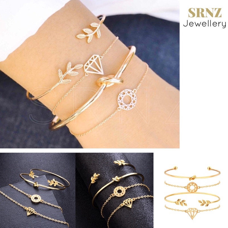 BR023 EZRA 4 ชิ้น BRACELET GELANG TANGAN KOREAN FASHION JEWELLERY