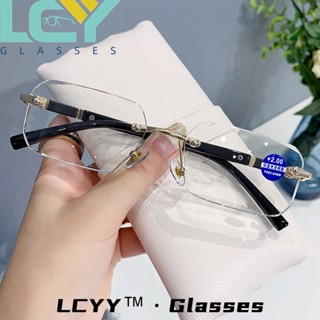 Lcyy2023 แว่นตาสายตายาว ไร้กรอบ ทรงสี่เหลี่ยม ป้องกันแสงสีฟ้า แฟชั่นสําหรับผู้ชาย 3312