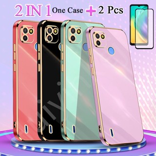 2 IN 1 Tecno Pop 4 Lte เคสเซรามิก ป้องกัน ขอบตรง สองชิ้น