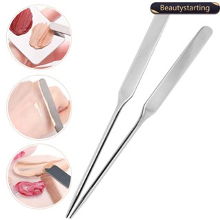 Beautystarting ไม้พายผสมครีมรองพื้น สเตนเลส แบบสองหัว สําหรับแต่งหน้า H8Q7