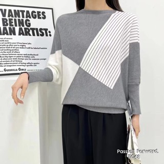 🇰🇷New🇰🇷  Korea knitted stripe top แขนยาวผ้าทอเนื้อนิ่ม ไม่หนามากใส่สบาย เรียบหรูมากค่า