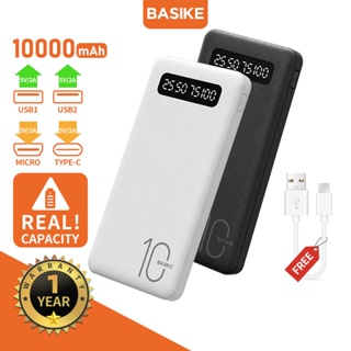 BASIKE Powerbank 10000mah แบตสำรอง 10W USB*2 Power Bank ด้วยฟังก์ชั่นไฟฉาย PT62