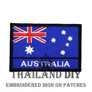 ตัวรีดติดเสื้อ ธงชาติออสเตรเลีย ประเทศ ออสเตรเลีย Australia Flag Patch งานปัก WOP DIY ตัวรีด อาร์มติดเสื้อ กระเป๋า หมวก