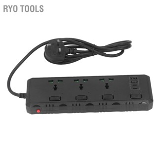 Ryo รางปลั๊กไฟ 3000W 3 อินเตอร์เฟซ 2 พอร์ต Usb Pd ปลั๊ก Uk 110‐265V