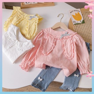 Girls shirt Spring and Autumn new baby girls solid color shirt cardigan girl Korean style casual long sleeve Western style shirt