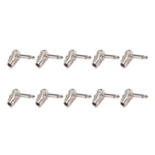 10Pcs 90Degree Right Angle 6.35 mm Mono 2 Pole Jack Plug 6.35mm Guitar Phono Pancake 1/4 Inch Connector