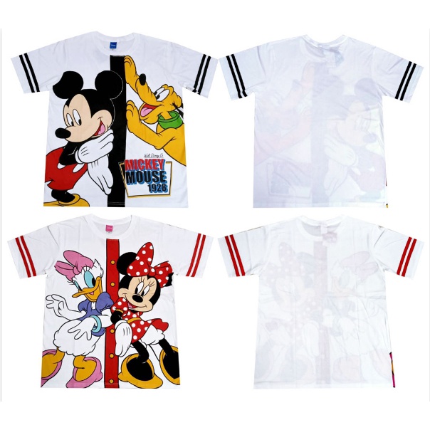 เสื้อยืดสีขาวคอตตอน เสื้อผ้าเด็กลิขสิทธิ์แท้พรอ้มส่ง เสื้อแขนสั้น Disney Mickey Mouse มิคกี้ มินนี่ 