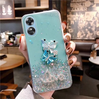 เคส OPPO A58 A98 5G Reno 8T A78 5G A17K A57 A77S 5G Reno 8Z 7Z 6Z A96 A76 A16 เคสโทรศัพท์มือถือ ลายผีเสื้อ 3D สําหรับ