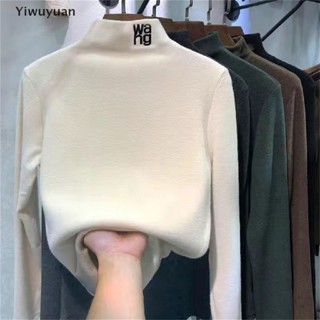 &lt;Yiwuyuan&gt; เสื้อยืดแขนยาว คอเต่า ปักลายตัวอักษร สําหรับผู้หญิง ลดราคา 2022