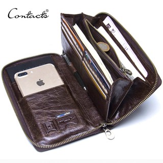 Genuine Leather Men Clutch Wallet  Brand Male Card Holder Long  Zipper Around Travel Purse With Passport Holder 6.5&amp;quot