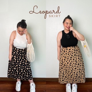 "Leopard skirt" กระโปรงเสือดาวลายสุดฮิต ไซต์ใหญ่ เอวยืดสม็ค สไตล์วินเทจ