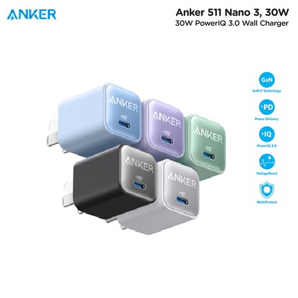 ANKER A2147 - เครื่องชาร์จ 511 Nano 3 - GaN II 30W รองรับ PD และ PIQ