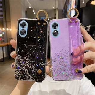 ใหม่ พร้อมส่ง เคสโทรศัพท์มือถือ ซิลิโคนนิ่ม ใส แต่งกลิตเตอร์ดาว พร้อมสายคล้องมือ สําหรับ OPPO A58 A78 4G 2023