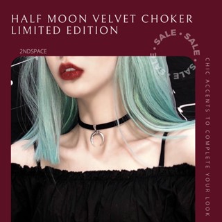 🔥SALE🔥โชคเกอร์สีดำจี้พระจันทร์เสี้ยวสุดเซ็กซี่💃🌈✨Half Moon Velvet Choker✨พร้อมส่งค่า