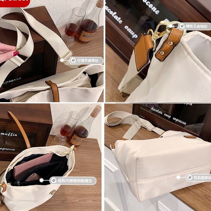 [ มีสินค้าจริง ] ใหม่ กระเป๋าสะพายไหล่ ผ้าออกซฟอร์ด ทรงบักเก็ต ขนาดใหญ่ แฟชั่นสําหรับสตรี 2022