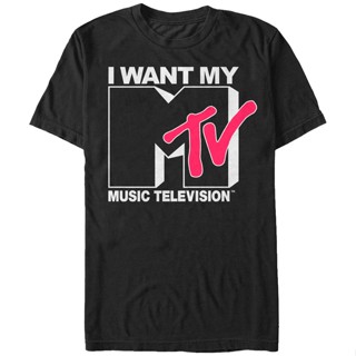 I Want My MTV Shirt เสื้อขาว เสื้อยืดเด็กผช เสื้อยืดเข้ารูป