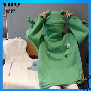 เสื้อกันหนาวกบ สเวตเตอร์ oversize เสื้อกันหนาวไม่มีหมวก เสื้อสเวตเตอร์แบบเดียวกับที่นิยมในโลกออนไลน์สำหรับฤดูหนาวเสื้อตัวนอกมีฮู้ดทรงหลวมลำลองแมทช์ลุคง่ายสำหรับผู้ชาย