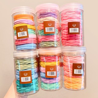 7pcs เด็กผูกผมหางม้าสูงเชือกผูกผมสาวสีลูกกวาดผ้าผูกผมไม่ทำร้ายผมแหวนผ้าขนหนูสีไม่มีรอยต่อยางรัดผม