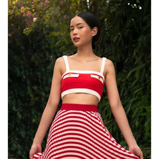 Tina crop top - Red - เสื้อครอป สายเดี่ยว 2 ไซส์